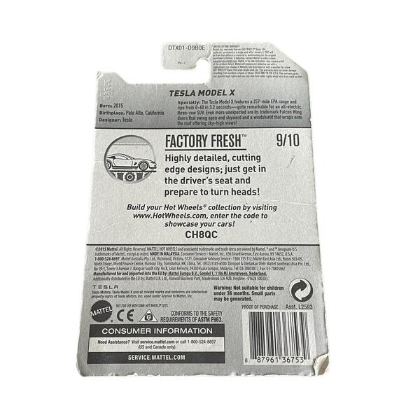 Tesla Model X Hot Wheels White Factory Fresh 97/365 New In Package - Picture 5 of 6